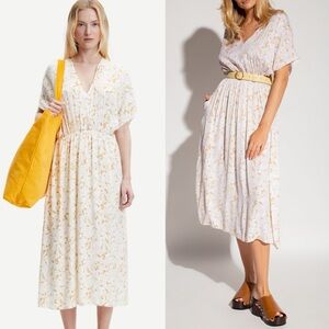 SAMSOE Andina Cream Floral Midi Dress Womens Size XS Desert Flower Print.   4